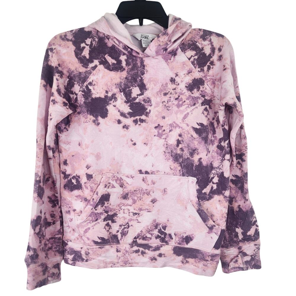 Athleta Girl Pink Purple Hoodie Pullover Sweatshirt Girls Size Large (12)